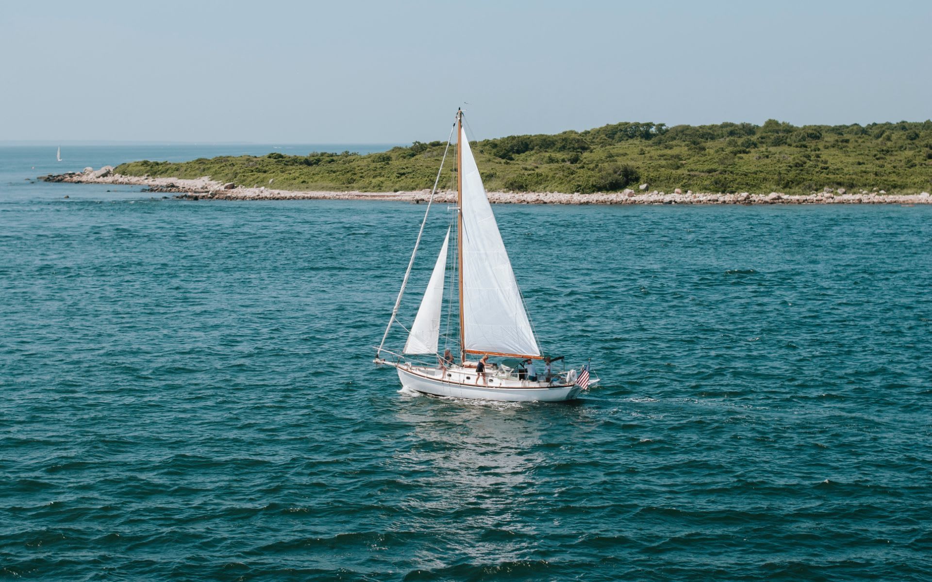 A sailboat off the Jersey Shore