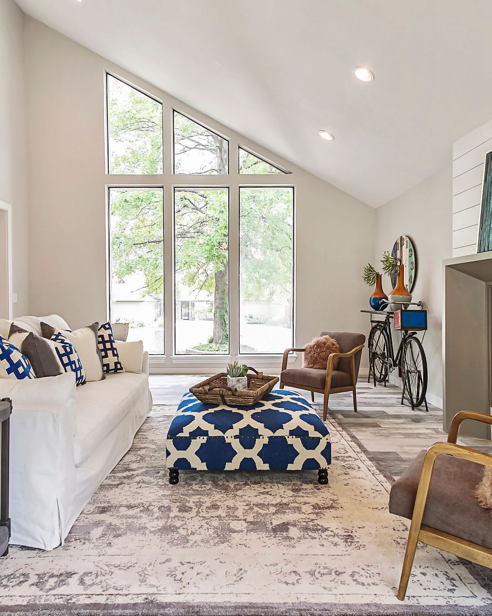 A bright staged living room